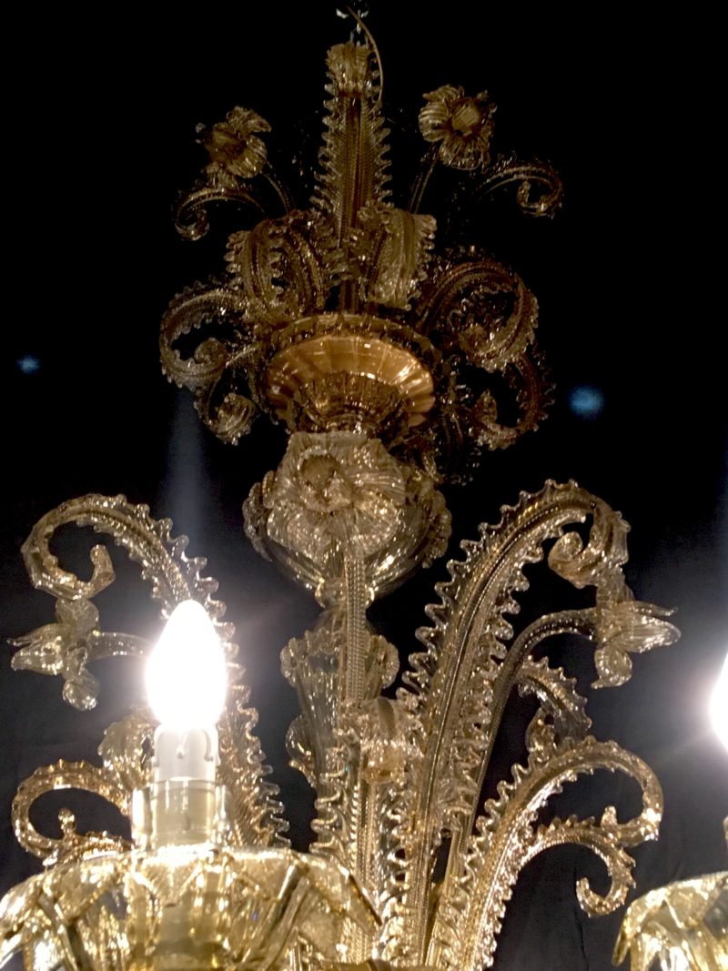 Lampadario ditta Cesare Toso color ambra 1950 Murano. - immagine 3