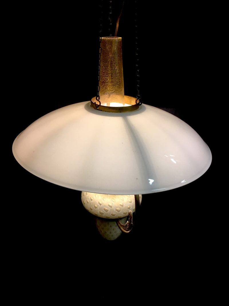 Lampadario Barovier lanterna in vetro lattimo e oro - immagine 3