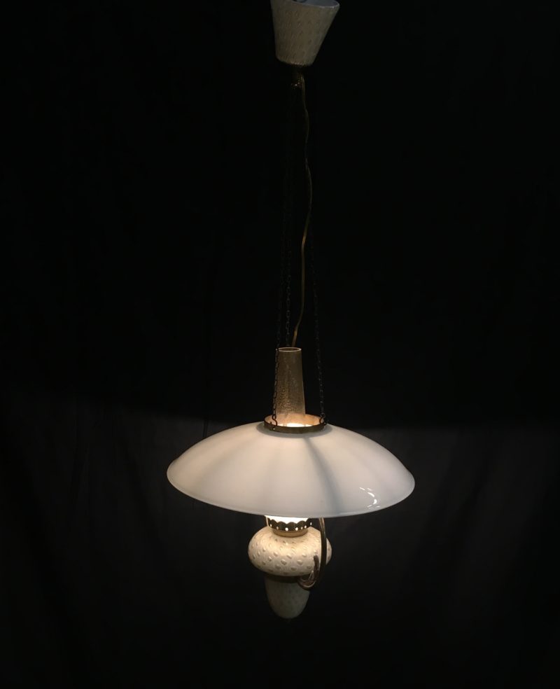 Lampadario Barovier lanterna in vetro lattimo e oro - immagine 4