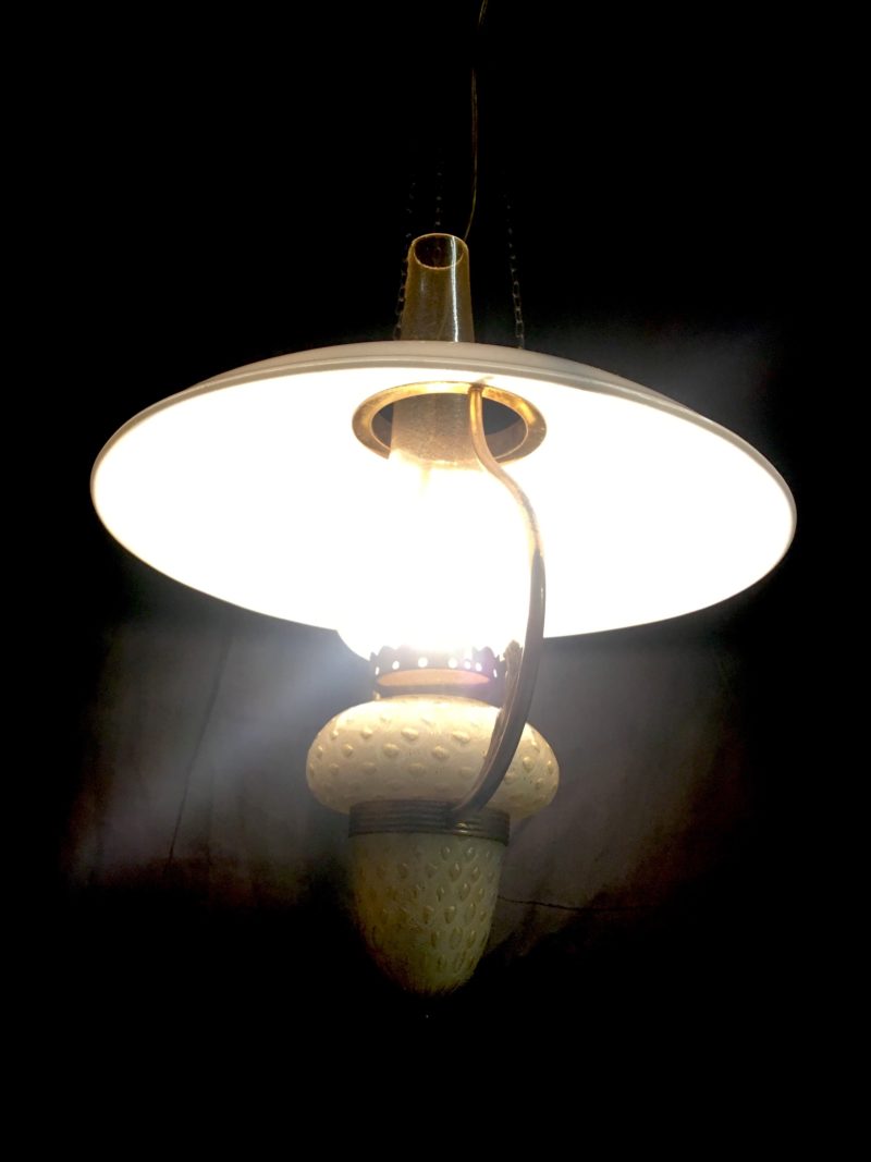 Lampadario Barovier lanterna in vetro lattimo e oro - immagine 5