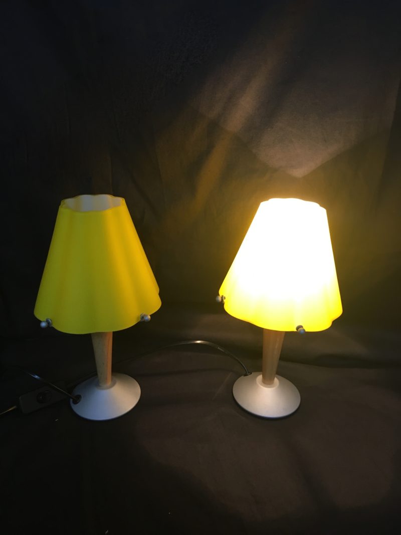 Lampade da tavolo in legno e vetro di Murano