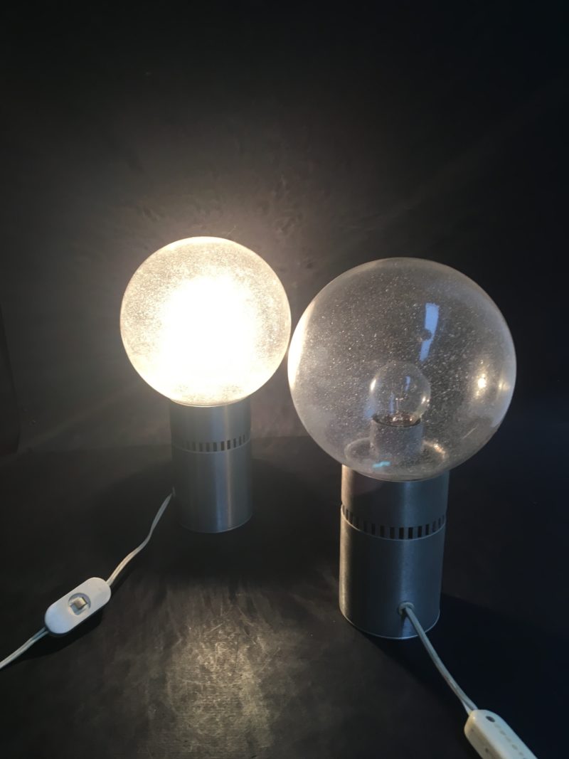 Lampade da tavolo anni 1980 in vetro Murano coppia