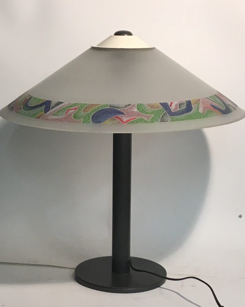 Lampada da tavolo anni 1980 in vetro Murano Ghisetti