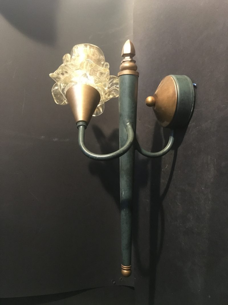 Applique singola ditta Banci  anni 1970 vetro di Murano con oro