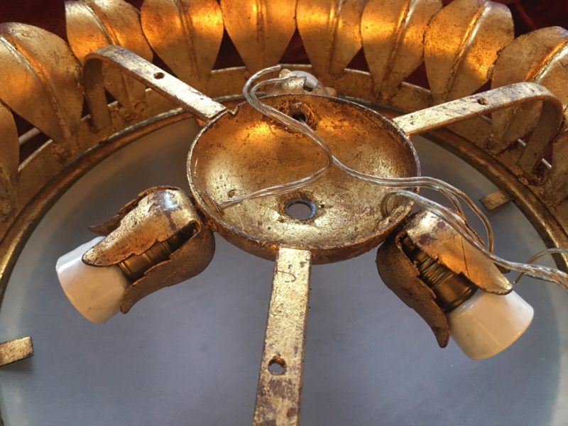 Applique o plafoniera spagnola in ferro battuto 1960 coppia - immagine 2