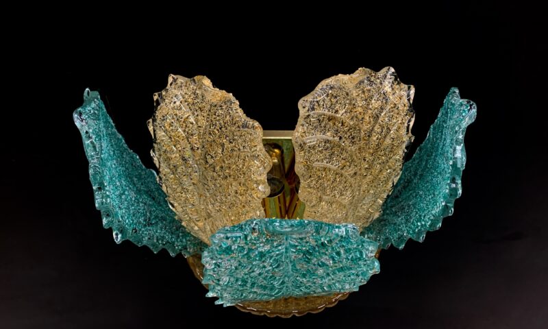 Coppia applique di Murano attribuita Barovier e Toso 1980 lampada da parete - immagine 2