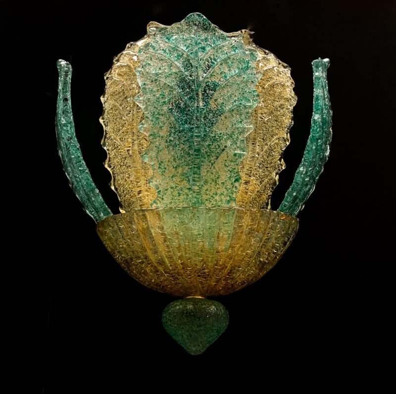Coppia applique di Murano attribuita Barovier e Toso 1980 lampada da parete - immagine 6