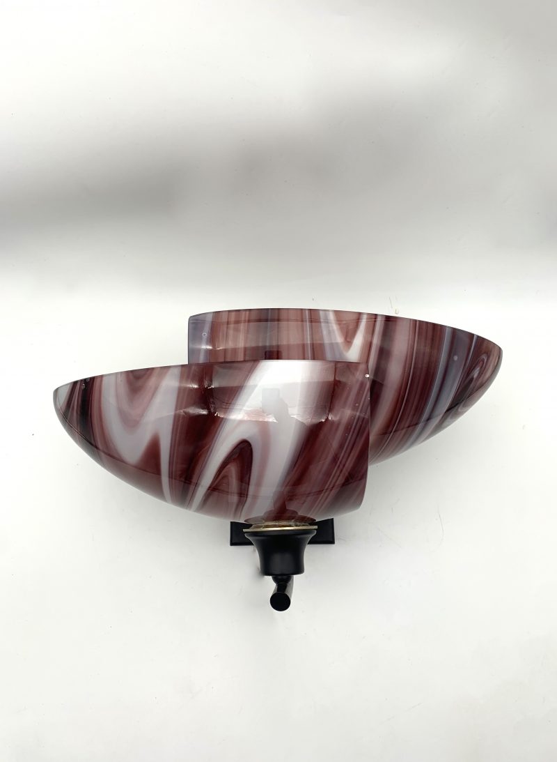Lampada da parete, coppia vetri di Murano Applique 1980 attribuite a Vistosi