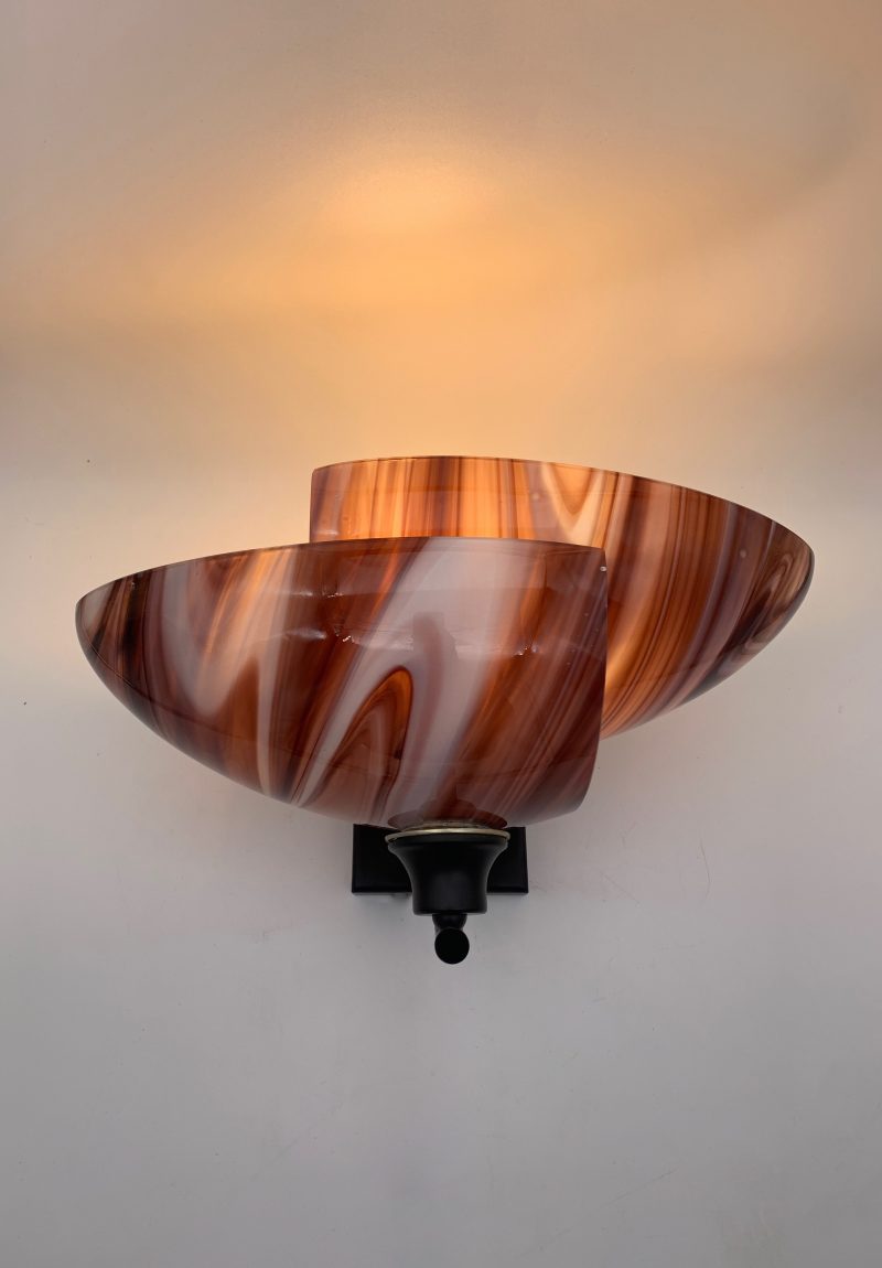 Lampada da parete, coppia vetri di Murano Applique 1980 attribuite a Vistosi - immagine 5
