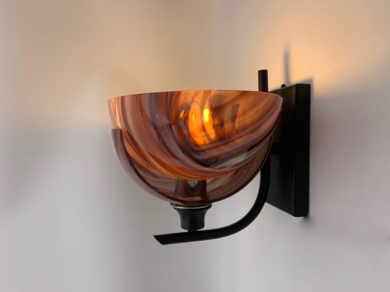 Lampada da parete, coppia vetri di Murano Applique 1980 attribuite a Vistosi - immagine 4