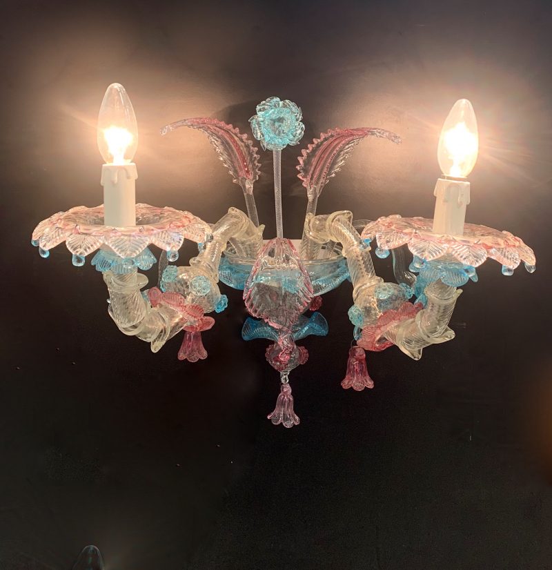 Lampada da parete, singola vetri di Murano Applique rezzonico 1980 seguso - immagine 4