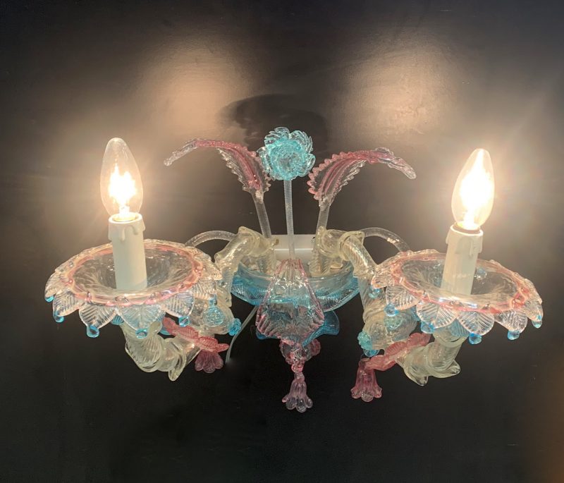 Lampada da parete, singola vetri di Murano Applique rezzonico 1980 seguso - immagine 5
