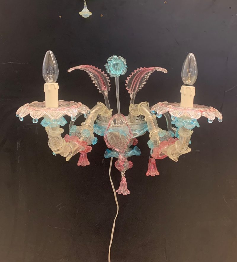 Lampada da parete, singola vetri di Murano Applique rezzonico 1980 seguso
