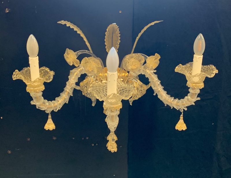Lampada da parete, singola -oro- di Murano Applique rezzonico 1980 seguso
