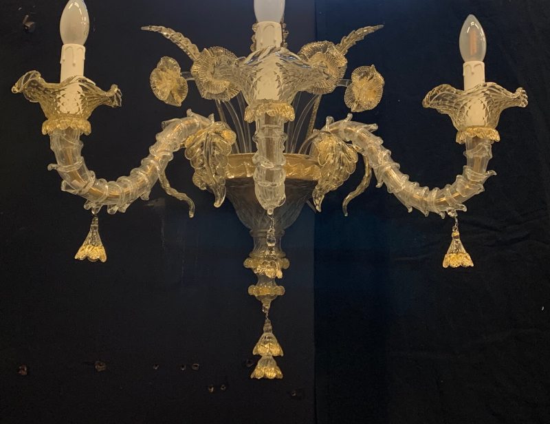 Lampada da parete, singola -oro- di Murano Applique rezzonico 1980 seguso - immagine 4