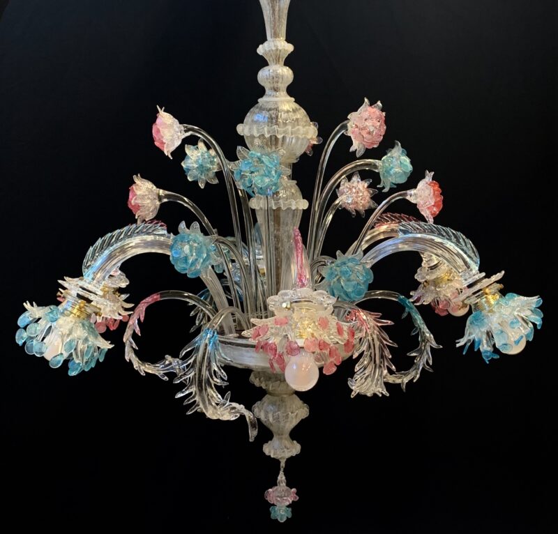 Lampadario Galliano Ferro 1950 MURANO vintage pendente - immagine 6