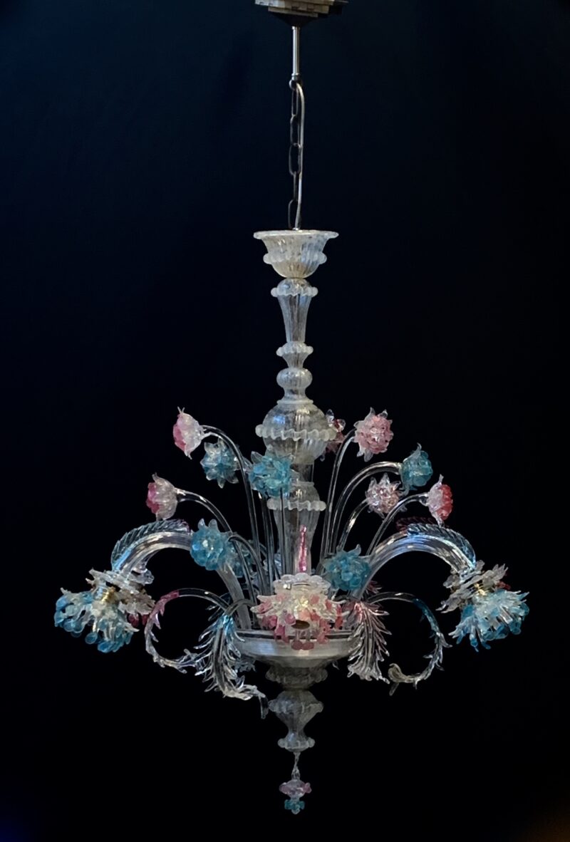 Lampadario Galliano Ferro 1950 MURANO vintage pendente