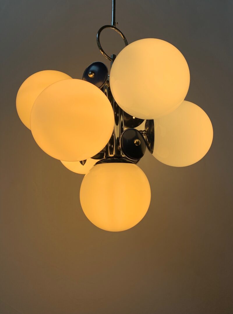 lampadario vintage attribuito a stilnovo del 1960  blu - immagine 3