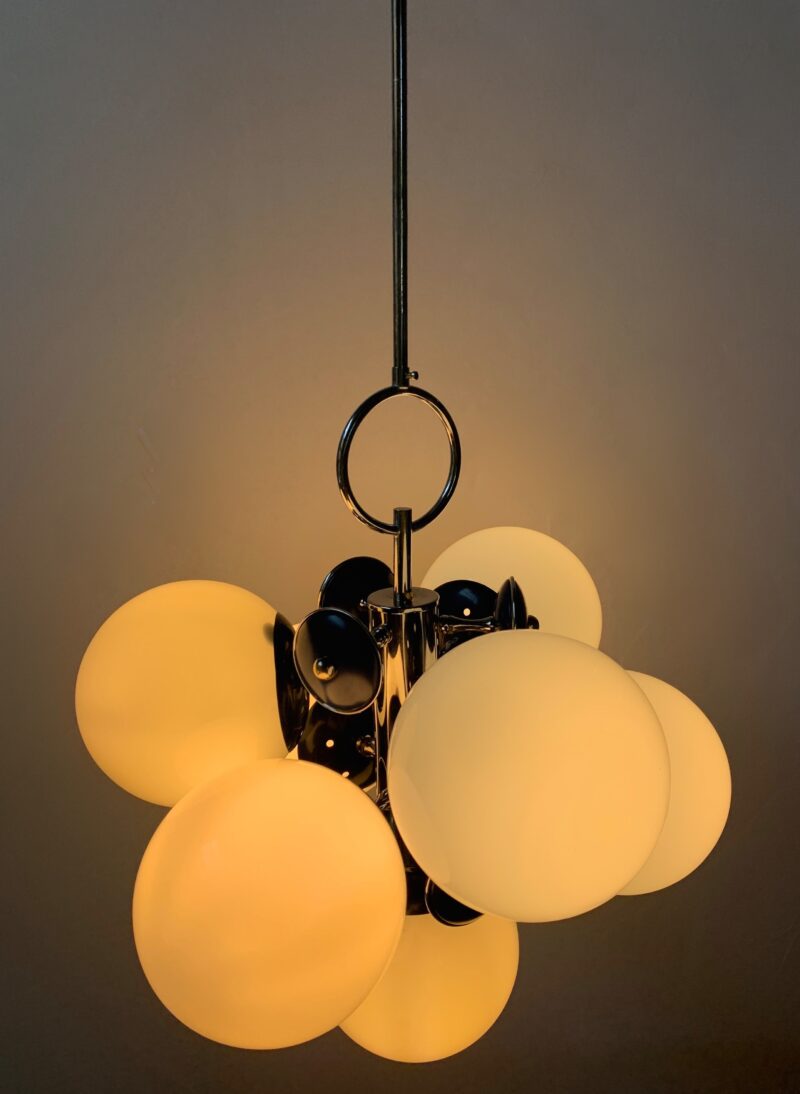 lampadario vintage attribuito a stilnovo del 1960  blu - immagine 4