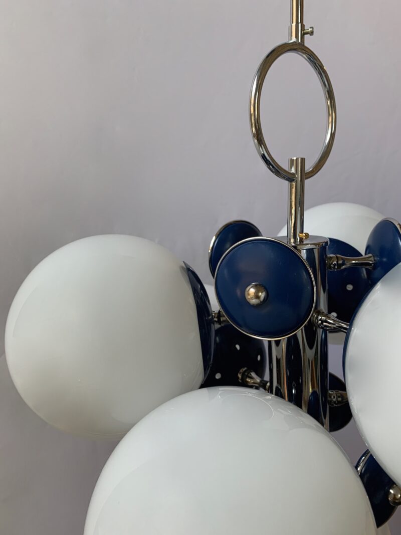 lampadario vintage attribuito a stilnovo del 1960  blu - immagine 5