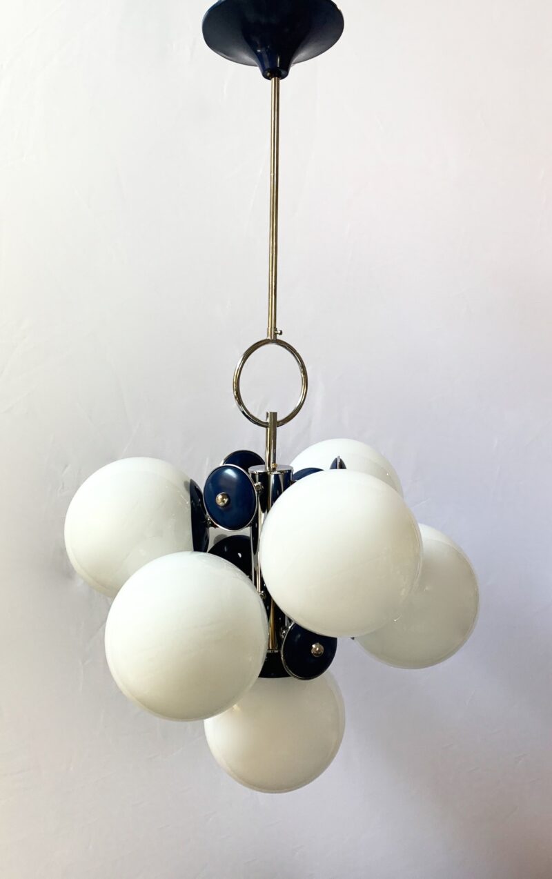 lampadario vintage attribuito a stilnovo del 1960  blu - immagine 6