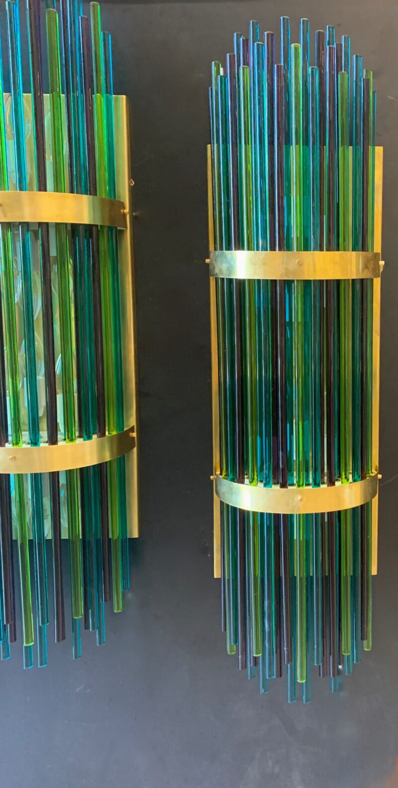 COPPIA applique di Murano prodotte da Enrico Neri&c.snc color blu e verde.. - immagine 3