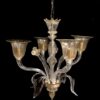 4°luci cristallo + foglia oro; h 67cm (con allungo 94 cm), larg. 61 cm.