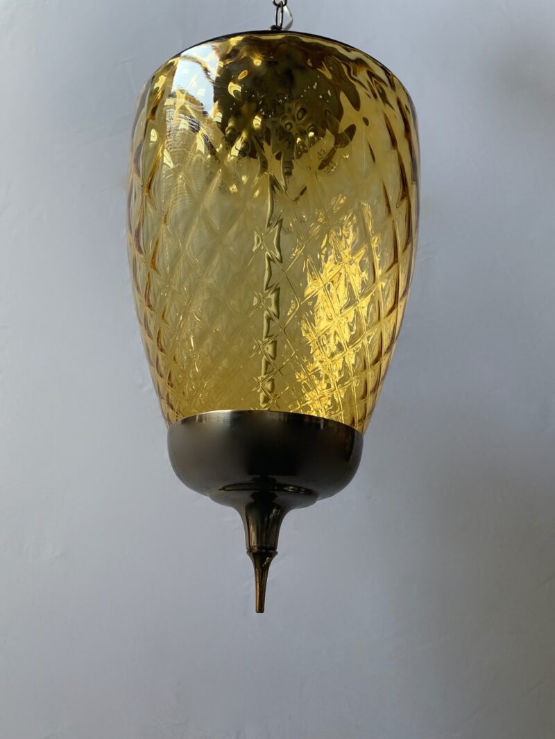 Lampadario lanterna con vetro di Murano color ambra - immagine 5