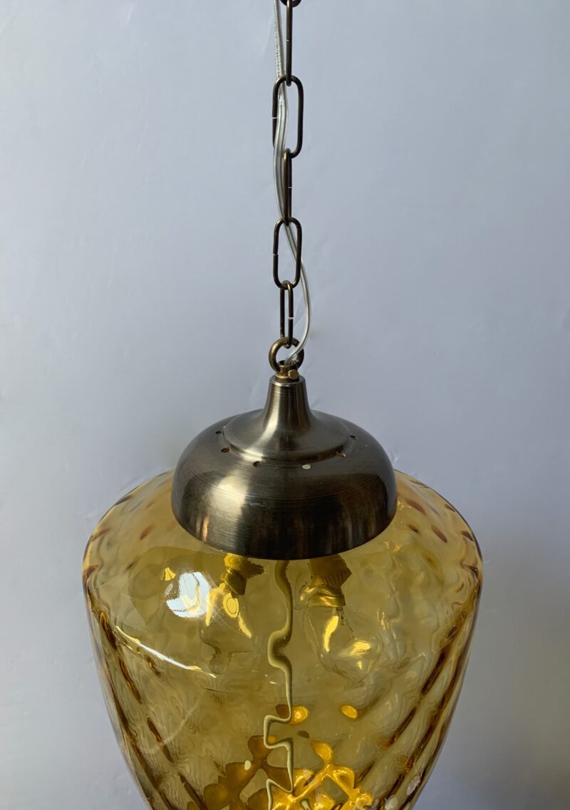 Lampadario lanterna con vetro di Murano color ambra - immagine 6