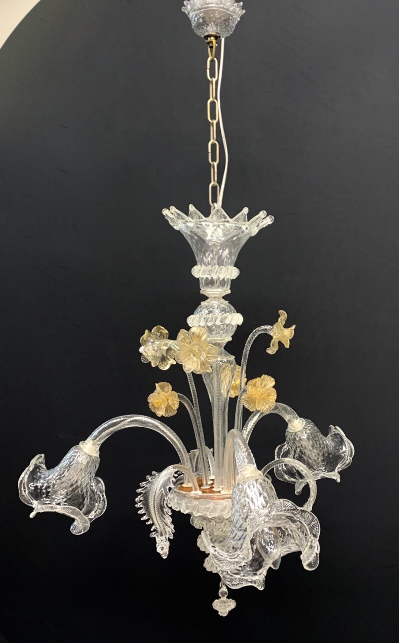 Lampadario Cesare Toso 1980 3 braccia Murano vintage - immagine 2
