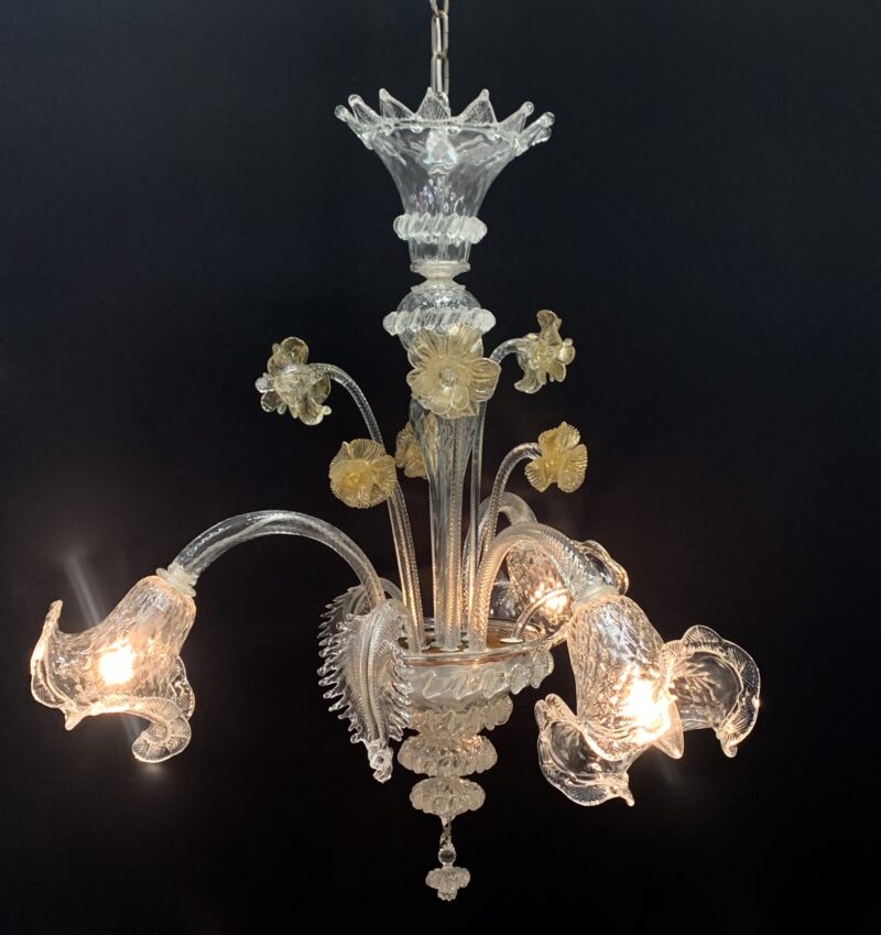 Lampadario Cesare Toso 1980 3 braccia Murano vintage