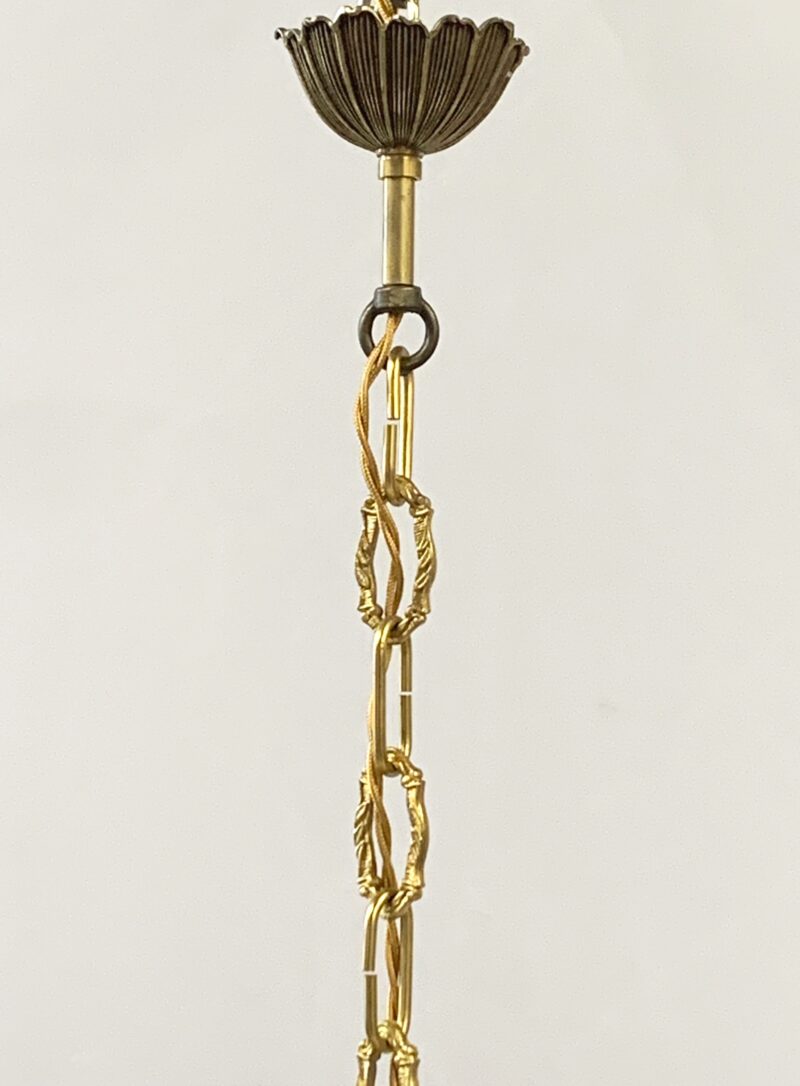 lampadario a gocce vintage di ottone e coppe di Murano. 1950 16 luci - immagine 3
