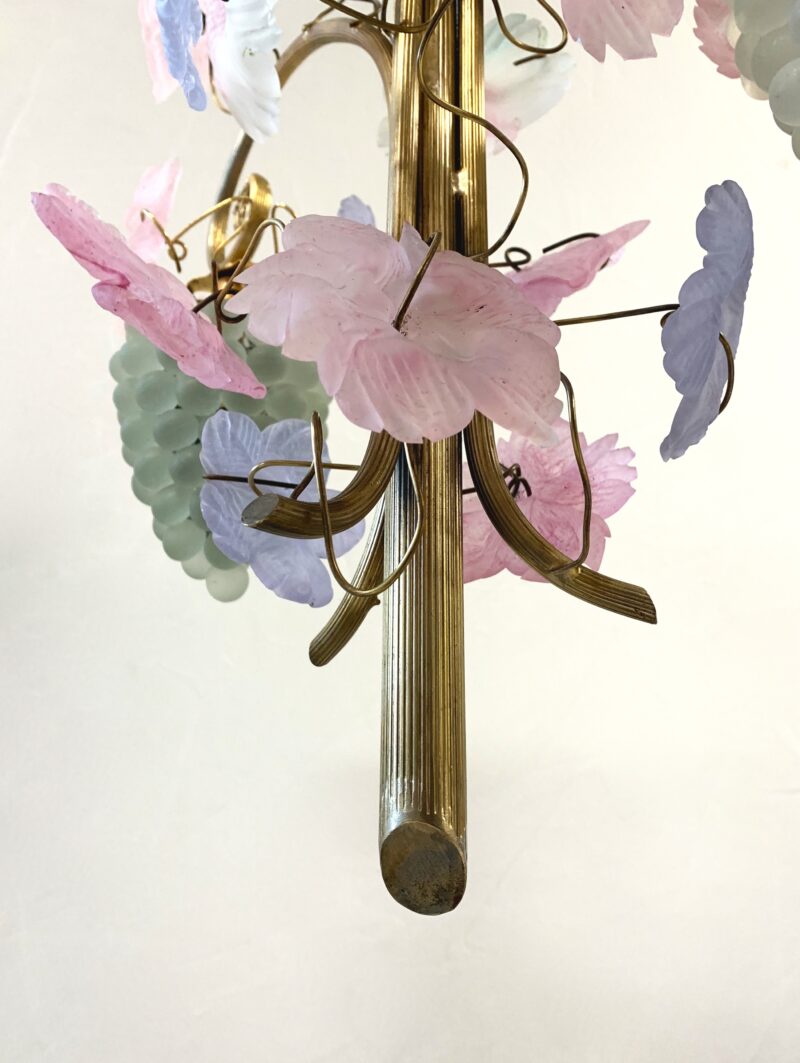 lampadario MURANO con uva e foglie in vetro ditta CESARE E TOSO 1980 3 grappoli - immagine 7