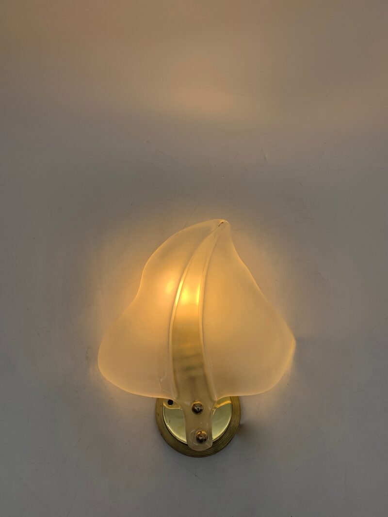Lampada da parete, coppia Applique a foglia attribuito a Seguso - immagine 2