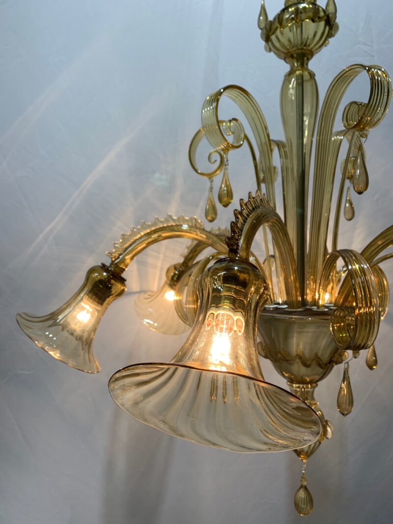 Lampadario Pendente di Murano ditta Venini restaurato 1930 6 luci made italy - immagine 2