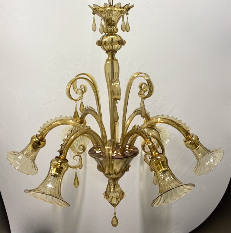 Lampadario Pendente di Murano ditta Venini restaurato 1930 6 luci made italy - immagine 4