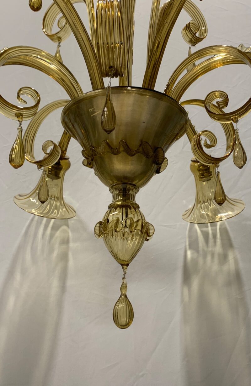Lampadario Pendente di Murano ditta Venini restaurato 1930 6 luci made italy - immagine 5