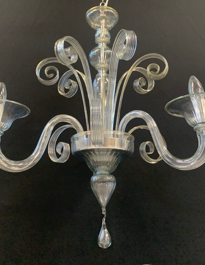 Lampadario in vetro di Murano a 3 braccia trasparente e oro Cesare Toso - immagine 4