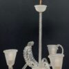 3 luci cristallo satinato; h 86 cm (con allung. 124 cm) larg. 66 cm