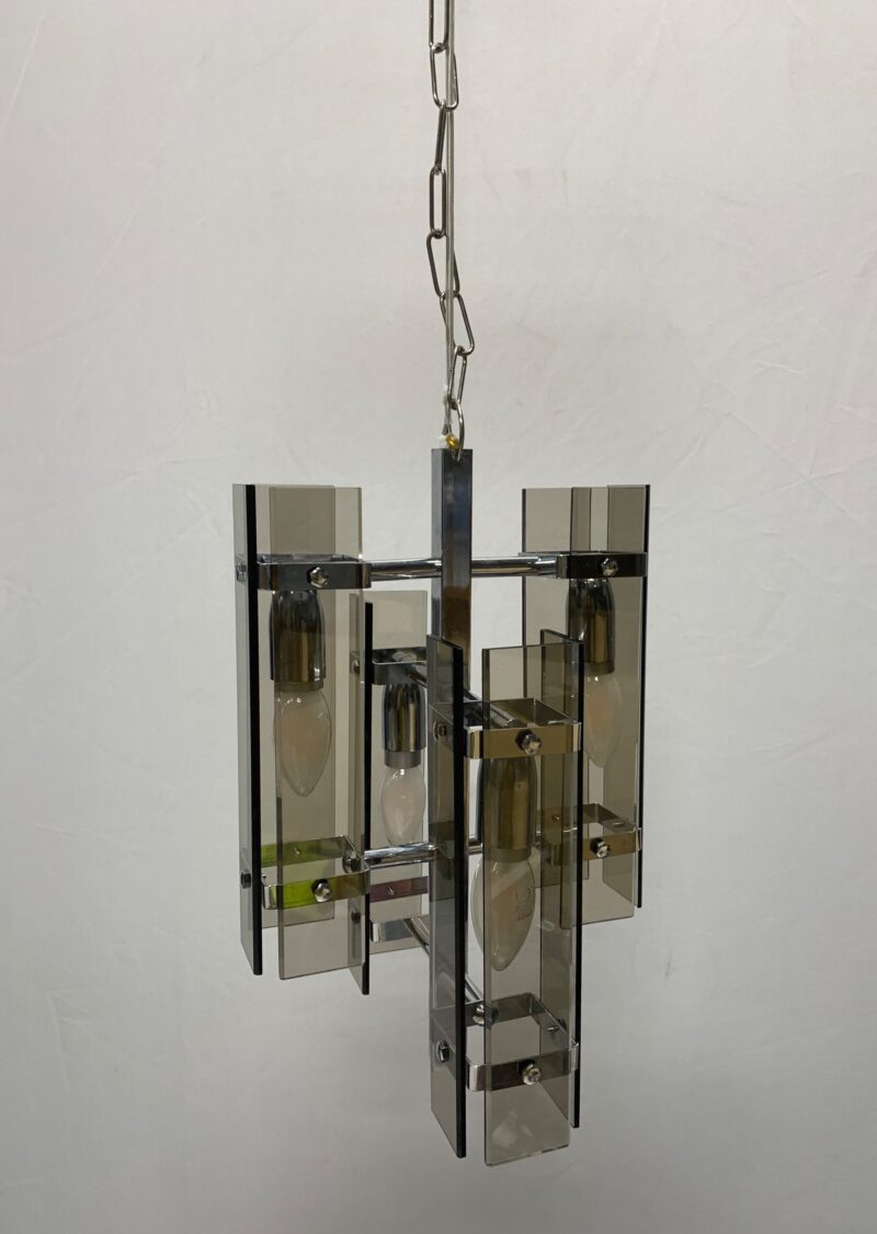 Lampadario veca vetro molato a mano vintage pendente made in italy - immagine 3