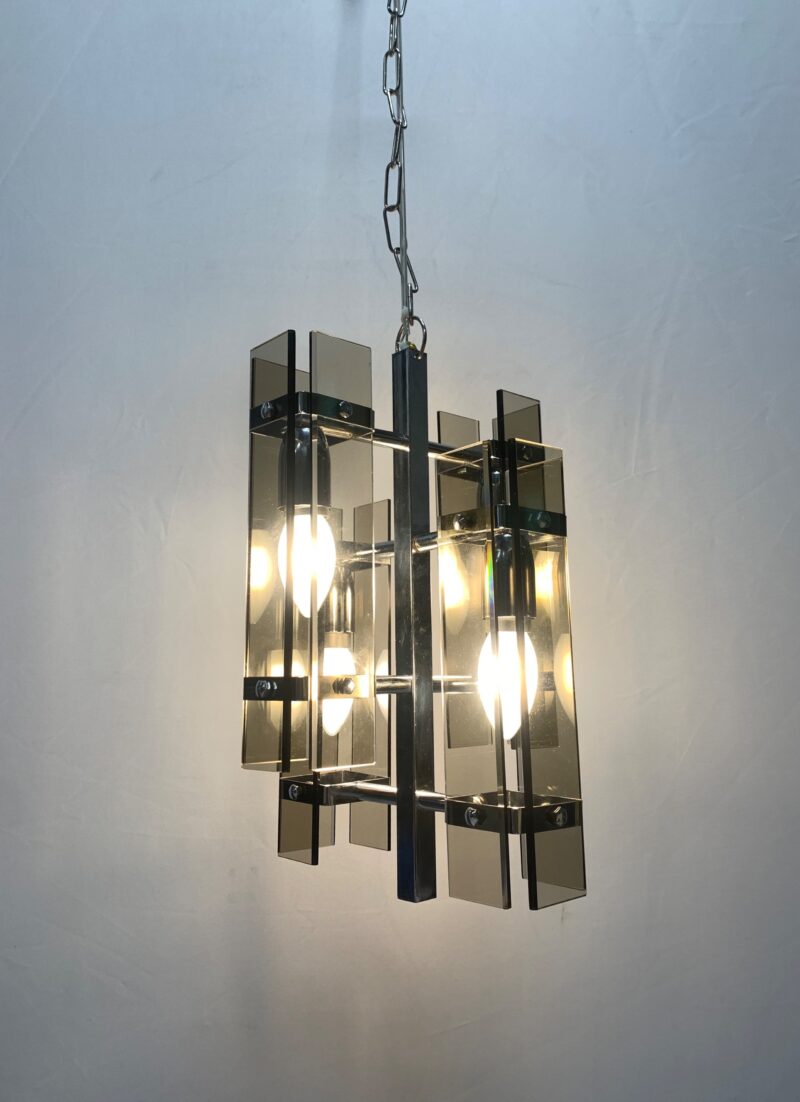 Lampadario veca vetro molato a mano vintage pendente made in italy - immagine 4