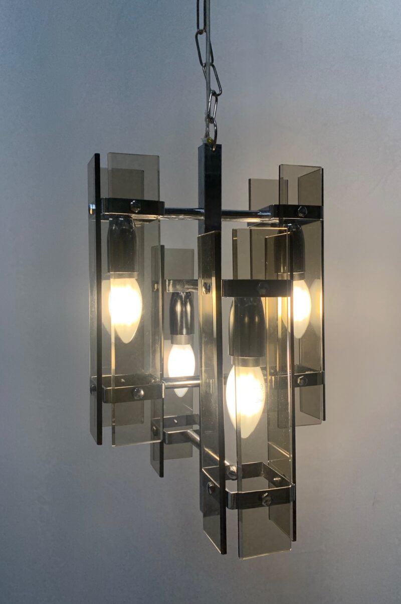 Lampadario veca vetro molato a mano vintage pendente made in italy - immagine 5