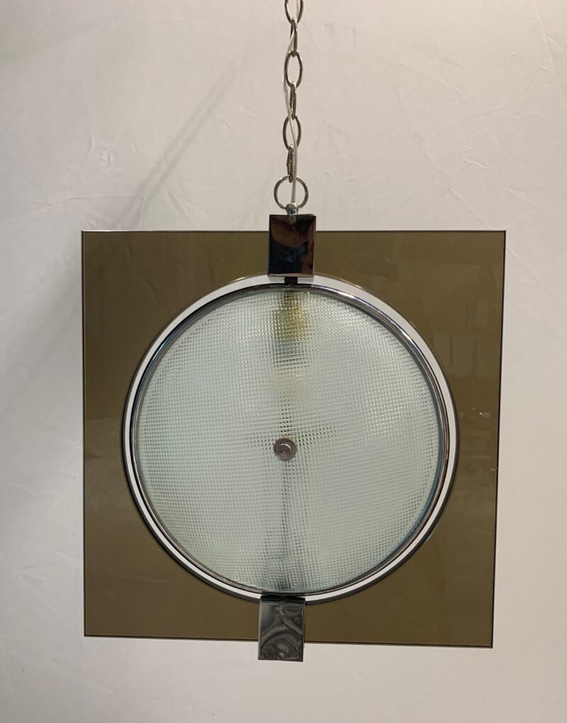 Lampadario fontana arte vetro molato a mano vintage pendente made in italy - immagine 2