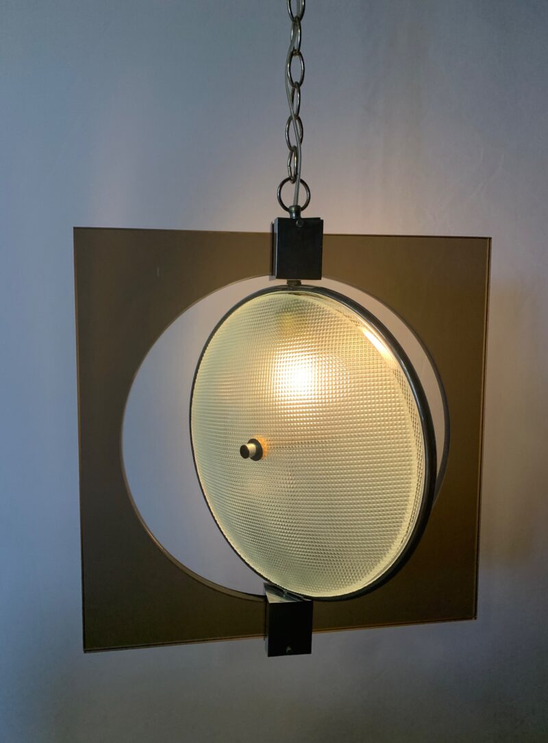 Lampadario fontana arte vetro molato a mano vintage pendente made in italy - immagine 3