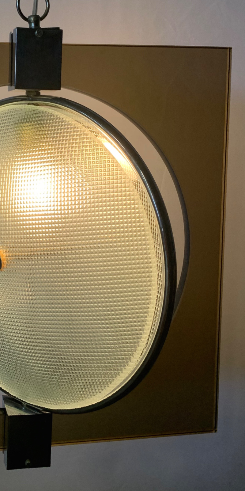 Lampadario fontana arte vetro molato a mano vintage pendente made in italy - immagine 4