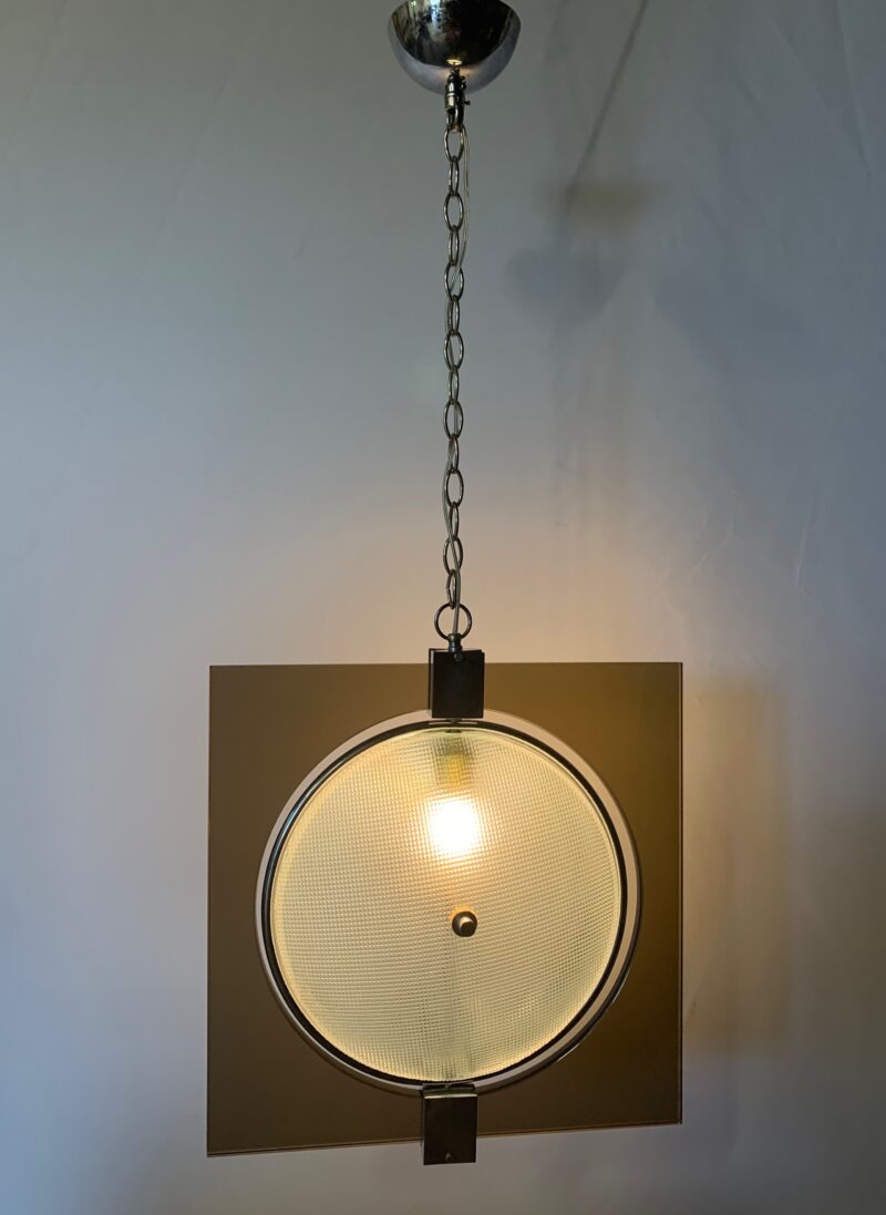 Lampadario fontana arte vetro molato a mano vintage pendente made in italy - immagine 6