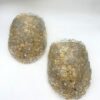 Ceste triangolari oro con fiori cristallo: oro; (coppia) h 24 cm; larg.25 cm, spess. 14 cm.