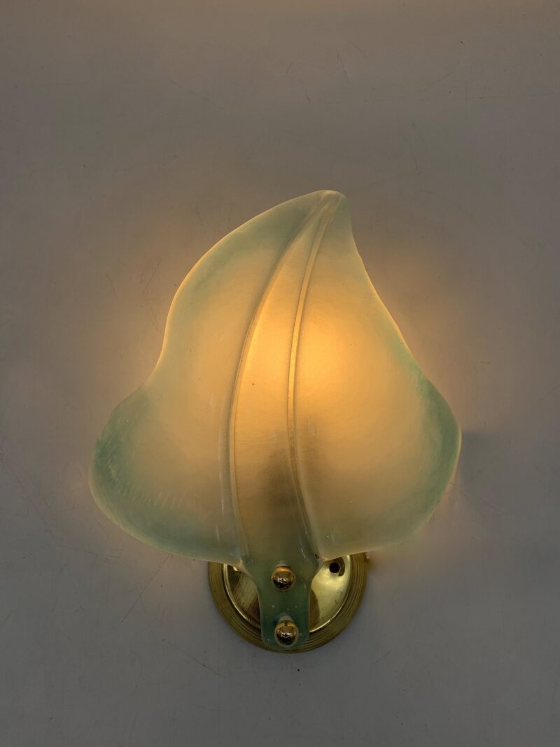 Lampada da parete, coppia Applique a foglia attribuito a Seguso blu - immagine 4