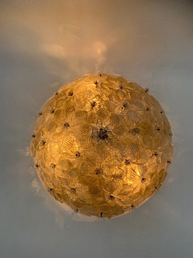 plafoniera anni 1980 con fiorellini di Murano cristallo e oro - immagine 4
