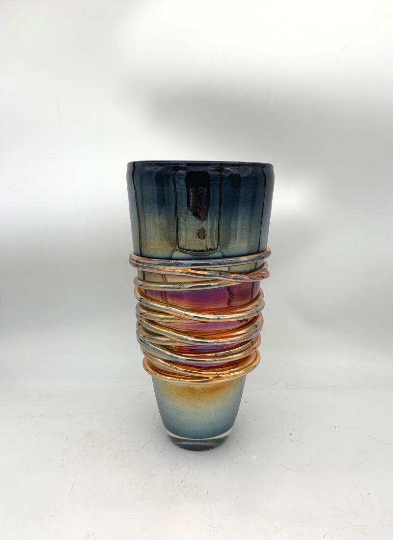 Vaso di vetro acidato di Murano vintage anni 1980 - immagine 4